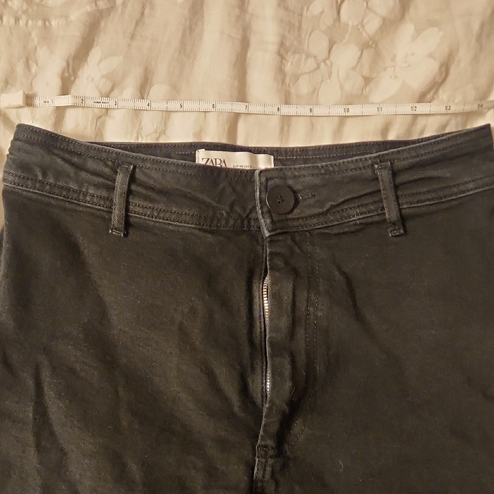 Zara Marine Straight Super Wide Leg Raw Hem Jeans